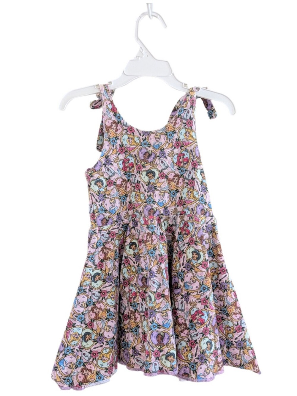 Girls 2T Disney Princess Character Print Handmade Dress Tie Straps